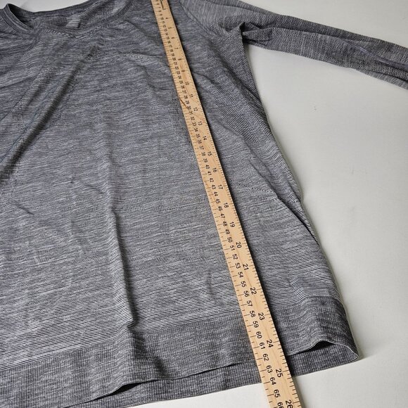 Lululemon Women's Swiftly Breeze Long Sleeve Top Relaxed Fit Striped Gray 4 - Picture 9 of 10